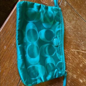 Emerald green coach make up bag/ clip on